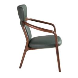 Angel Cerda Dark Green Leatherette Armchair with Walnut Wood Legs - thumbnail 7