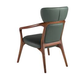Angel Cerda Dark Green Leatherette Armchair with Walnut Wood Legs - thumbnail 6