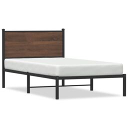 Berkfield Home Metal Bed Frame without Mattress Brown Oak 100x190 cm - thumbnail 2