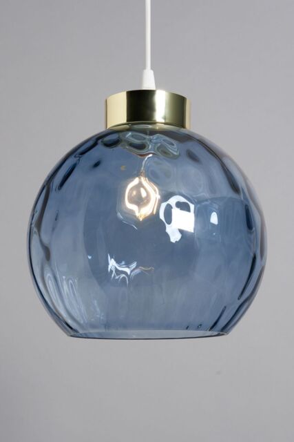BHS Lighting Deana Dimpled Glass Ball Easy Fit Light Shade in Cobalt - image 1