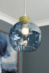 BHS Lighting Deana Dimpled Glass Ball Easy Fit Light Shade in Cobalt - thumbnail 4