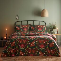 Portfolio Home Bowland Animal Print Duvet Cover Quilt Set with Pillowcase in Red - Size: King - thumbnail 1
