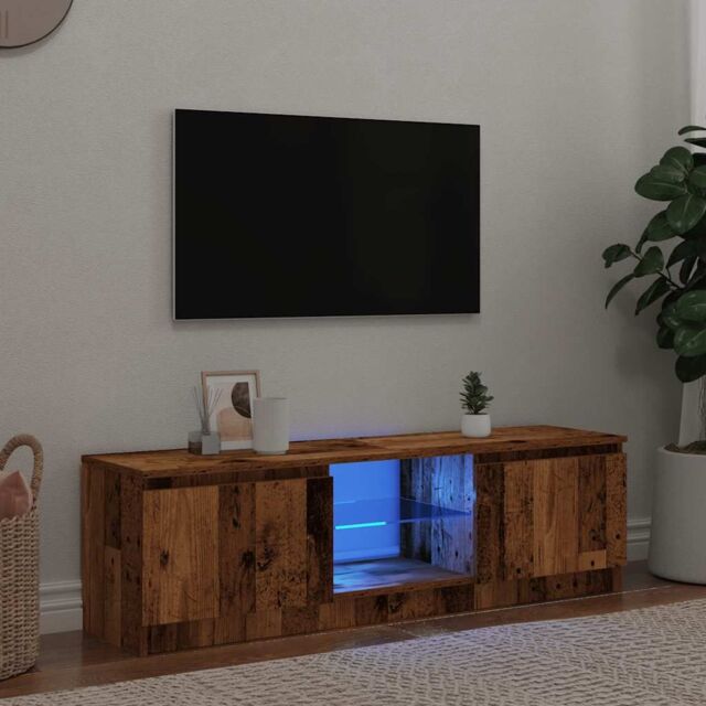 Berkfield Home TV Cabinet with LED Lights Old Wood 140x40x35.5 cm Engineered Wood in Brown - image 1
