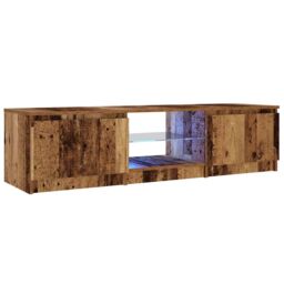 Berkfield Home TV Cabinet with LED Lights Old Wood 140x40x35.5 cm Engineered Wood in Brown - thumbnail 5