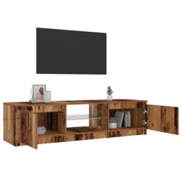 Berkfield Home TV Cabinet with LED Lights Old Wood 140x40x35.5 cm Engineered Wood in Brown - thumbnail 4