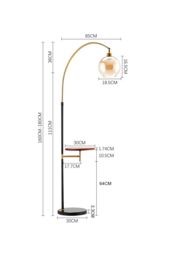 Living and Home Modern Adjustable Arc Floor Lamp with Wood Tray in Black - thumbnail 2