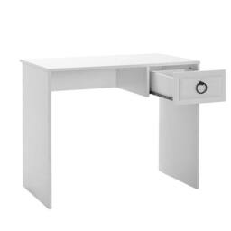 VOGREX Matt White 1 Drawer Laptop Desk Metal Ring Handles Top Storage - thumbnail 4