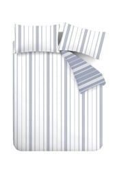 Catherine Lansfield 'Harbour Stripe' Reversible Duvet Cover Set in White - Size: King - thumbnail 5