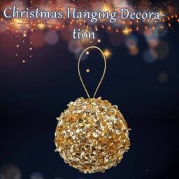 VFM e-Store Christmas Hanging Ball Decoration 20cm x 11cm Gold X 1 - Size: 20 cm x 11 cm - thumbnail 3