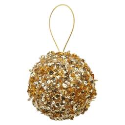 VFM e-Store Christmas Hanging Ball Decoration 20cm x 11cm Gold X 1 - Size: 20 cm x 11 cm