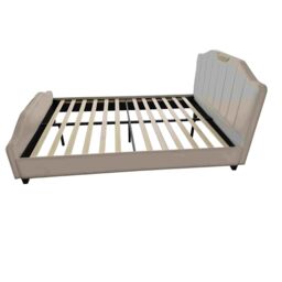 Furniture Maxi Men's Retro PU Leather Upholstered Bed Frame Double Bed Frame in Cream - thumbnail 4