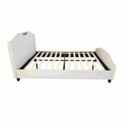 Furniture Maxi Men's Retro PU Leather Upholstered Bed Frame Double Bed Frame in Cream - thumbnail 6