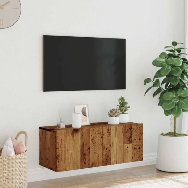 Berkfield Home Wall Mounted TV Cabinet Old Wood 80x30x30 cm Engineered Wood in Brown - Size: 80 x 30 x 30 cm - image 1