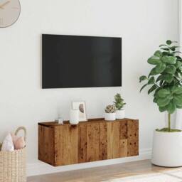 Berkfield Home Wall Mounted TV Cabinet Old Wood 80x30x30 cm Engineered Wood in Brown - Size: 80 x 30 x 30 cm - thumbnail 1