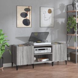 Berkfield Home Record Cabinet Grey Sonoma 121x38x48 cm Engineered Wood - Size: 121 x 38 x 48 cm