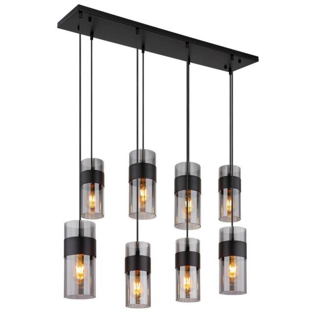 Netlighting Scarfina Cluster Pendant Matt Black Smoke Glass Shade 8x E27 - image 1