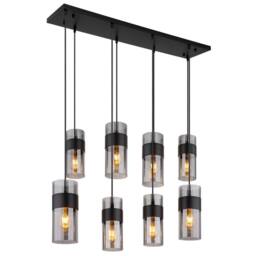 Netlighting Scarfina Cluster Pendant Matt Black Smoke Glass Shade 8x E27 - thumbnail 1