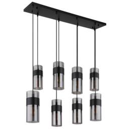 Netlighting Scarfina Cluster Pendant Matt Black Smoke Glass Shade 8x E27 - thumbnail 2