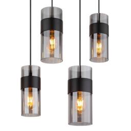 Netlighting Scarfina Cluster Pendant Matt Black Smoke Glass Shade 8x E27 - thumbnail 4