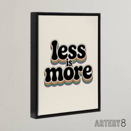 "Artery8 Less Is More Retro Rainbow Font Typography Framed Canvas Art Print in Beige - Size: W12"" x H16""" - thumbnail 2