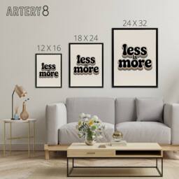 "Artery8 Less Is More Retro Rainbow Font Typography Framed Canvas Art Print in Beige - Size: W12"" x H16""" - thumbnail 4