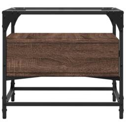 Berkfield Home Coffee Table with Glass Top Brown Oak 50x50x45 cm Steel - Size: 50 x 50 x 45 cm - thumbnail 5