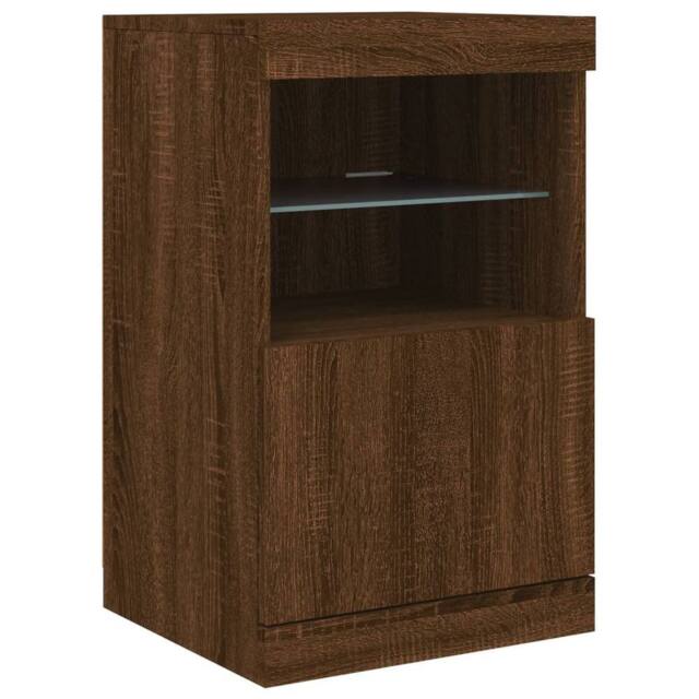 Berkfield Home Sideboard with LED Lights Brown Oak 41x37x67 cm - Size: 41 x 37 x 67 cm - image 1