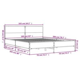 Berkfield Home Durable Bed Frame without Mattress Sonoma Oak 160x200 cm in Light Brown - thumbnail 9