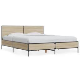 Berkfield Home Durable Bed Frame without Mattress Sonoma Oak 160x200 cm in Light Brown - thumbnail 3