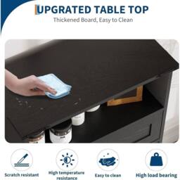 KORVIXA Bathroom Cabinet with Doors & Drawers Freestanding in Black - Size: W600mm x H600mm - thumbnail 4