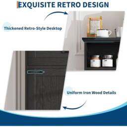KORVIXA Bathroom Cabinet with Doors & Drawers Freestanding in Black - Size: W600mm x H600mm - thumbnail 5