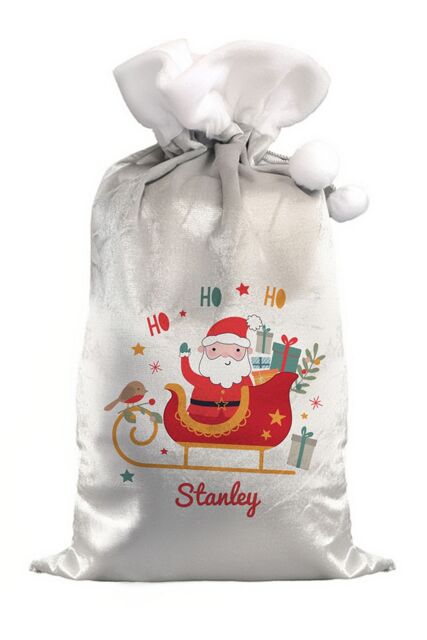Personalised Memento Company Personalised Santa Sleigh Christmas Sack in Grey - image 1