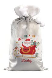 Personalised Memento Company Personalised Santa Sleigh Christmas Sack in Grey
