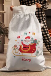 Personalised Memento Company Personalised Santa Sleigh Christmas Sack in Grey - thumbnail 4