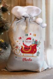 Personalised Memento Company Personalised Santa Sleigh Christmas Sack in Grey - thumbnail 3