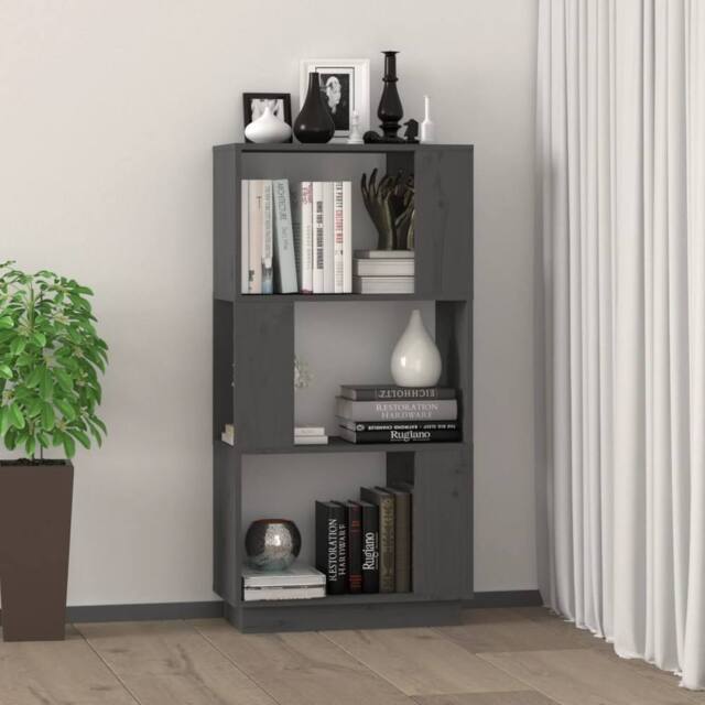 Berkfield Home Beautiful Book Cabinet/Room Divider Grey 51x25x101 cm Solid Wood Pine - Size: 51 x 25 x 101 cm - image 1