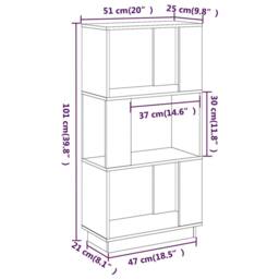 Berkfield Home Beautiful Book Cabinet/Room Divider Grey 51x25x101 cm Solid Wood Pine - Size: 51 x 25 x 101 cm - thumbnail 8
