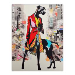 "Artery8 Wall Art Print The Dressed Doberman Dog Collage Vibrant Colourful Bold Pop Art Modern Painting Poster - Size: W18"" x H24""" - thumbnail 1