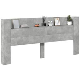 Berkfield Home Headboard Cabinet with LED Concrete Grey 220x16.5x103.5 cm - thumbnail 5