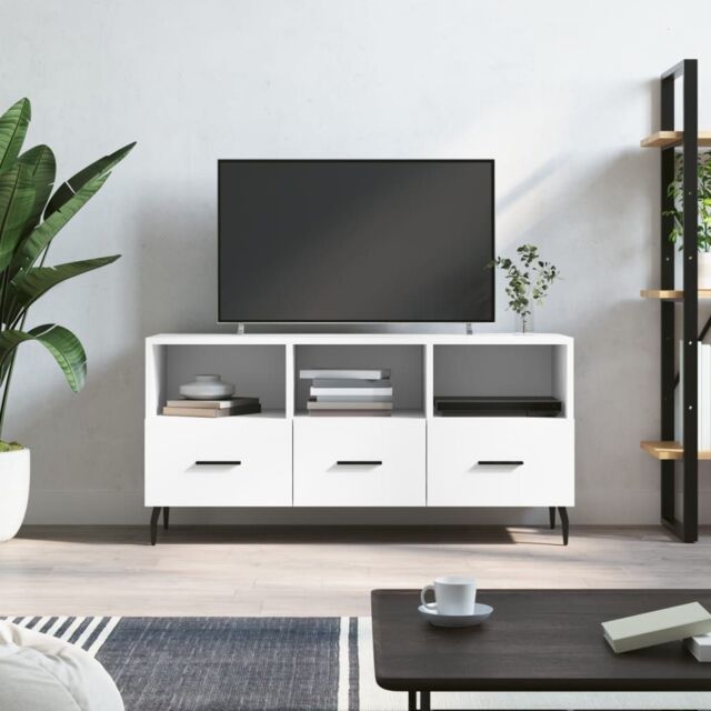 Berkfield Home TV Cabinet White 102x36x50 cm Engineered Wood - Size: 102 x 36 x 50 cm - image 1