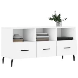 Berkfield Home TV Cabinet White 102x36x50 cm Engineered Wood - Size: 102 x 36 x 50 cm - thumbnail 3