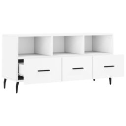 Berkfield Home TV Cabinet White 102x36x50 cm Engineered Wood - Size: 102 x 36 x 50 cm - thumbnail 6