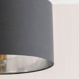 ValueLights Reni Charcoal with Metallic Chrome Inner Easy Fit Ceiling Lamp Shade - Size: Large - thumbnail 4