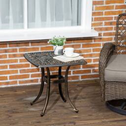 FLAVORA 54 x 54cm Outdoor Garden Side Table in Brown - Size: 54 x 54 cm - thumbnail 5