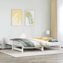 Berkfield Home Daybed with Trundle without Mattress White 90x200 cm Solid Wood - thumbnail 4