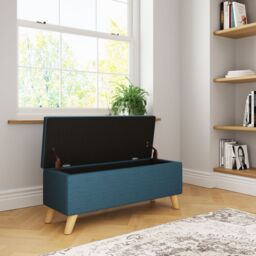 GFW Secreto Fabric Storage Ottoman Bench in Teal - thumbnail 2