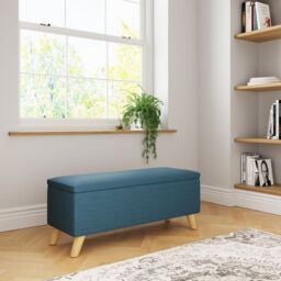 GFW Secreto Fabric Storage Ottoman Bench in Teal