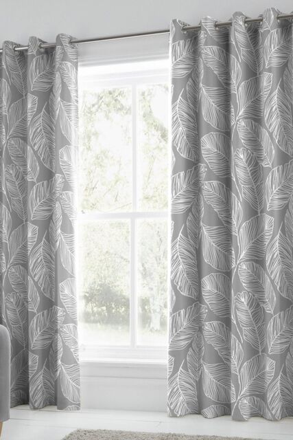 Fusion 'Matteo' 100% Cotton Light Filtering Pair of Eyelet Curtains in Grey - Size: 168 cm width x 229 cm drop - image 1