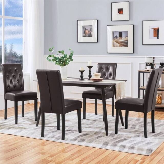 KORVIXA Brown Dining Chairs Set of 2 Faux Leather - Size: 0.6m2 - image 1