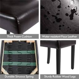 KORVIXA Brown Dining Chairs Set of 2 Faux Leather - Size: 0.6m2 - thumbnail 5